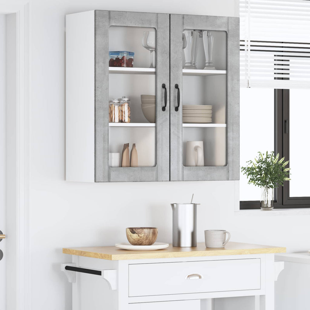 vidaXL Szafka szklana na ścianę LUCCA Betonowy szary 80 x 31 x 80 cm