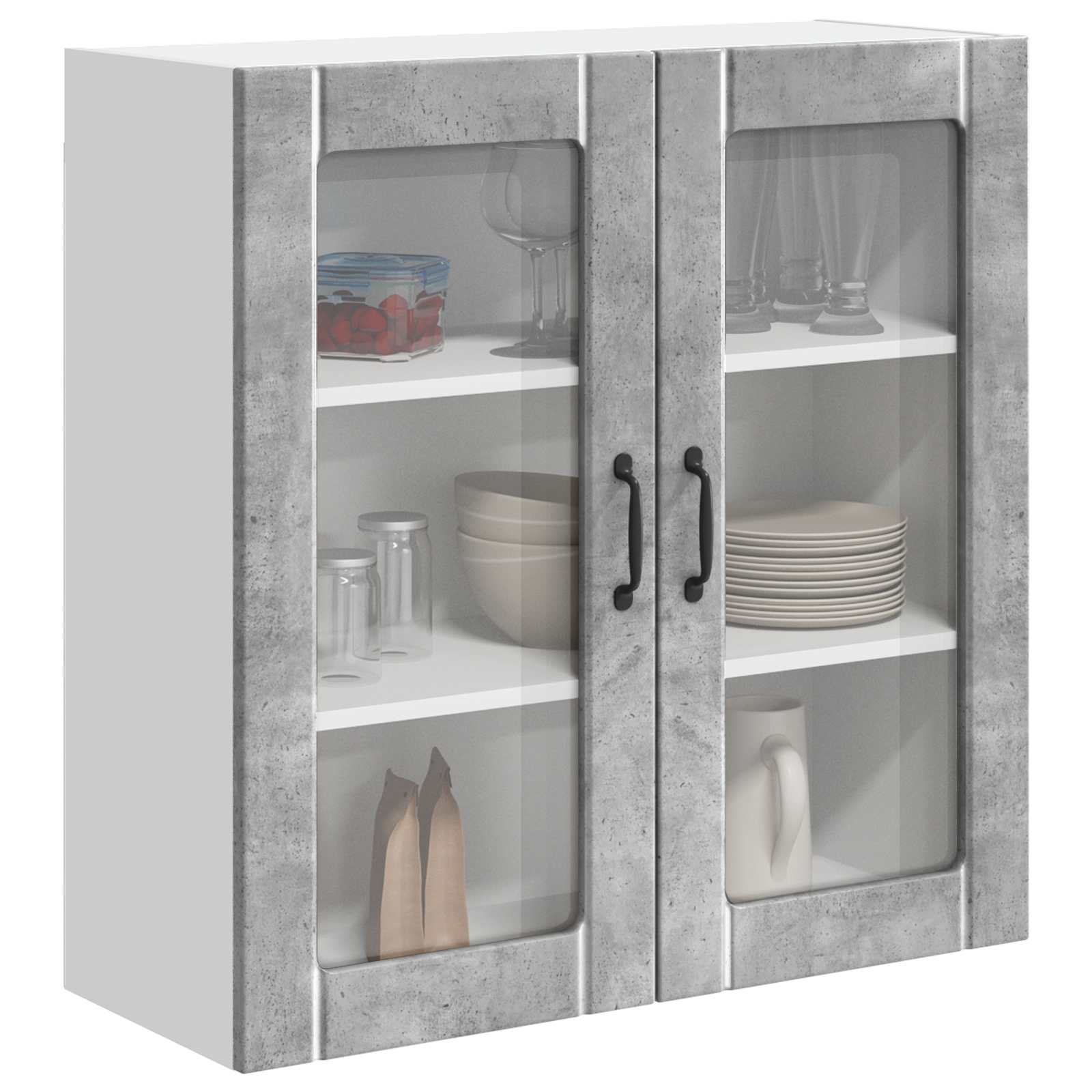 vidaXL Szafka szklana na ścianę LUCCA Betonowy szary 80 x 31 x 80 cm