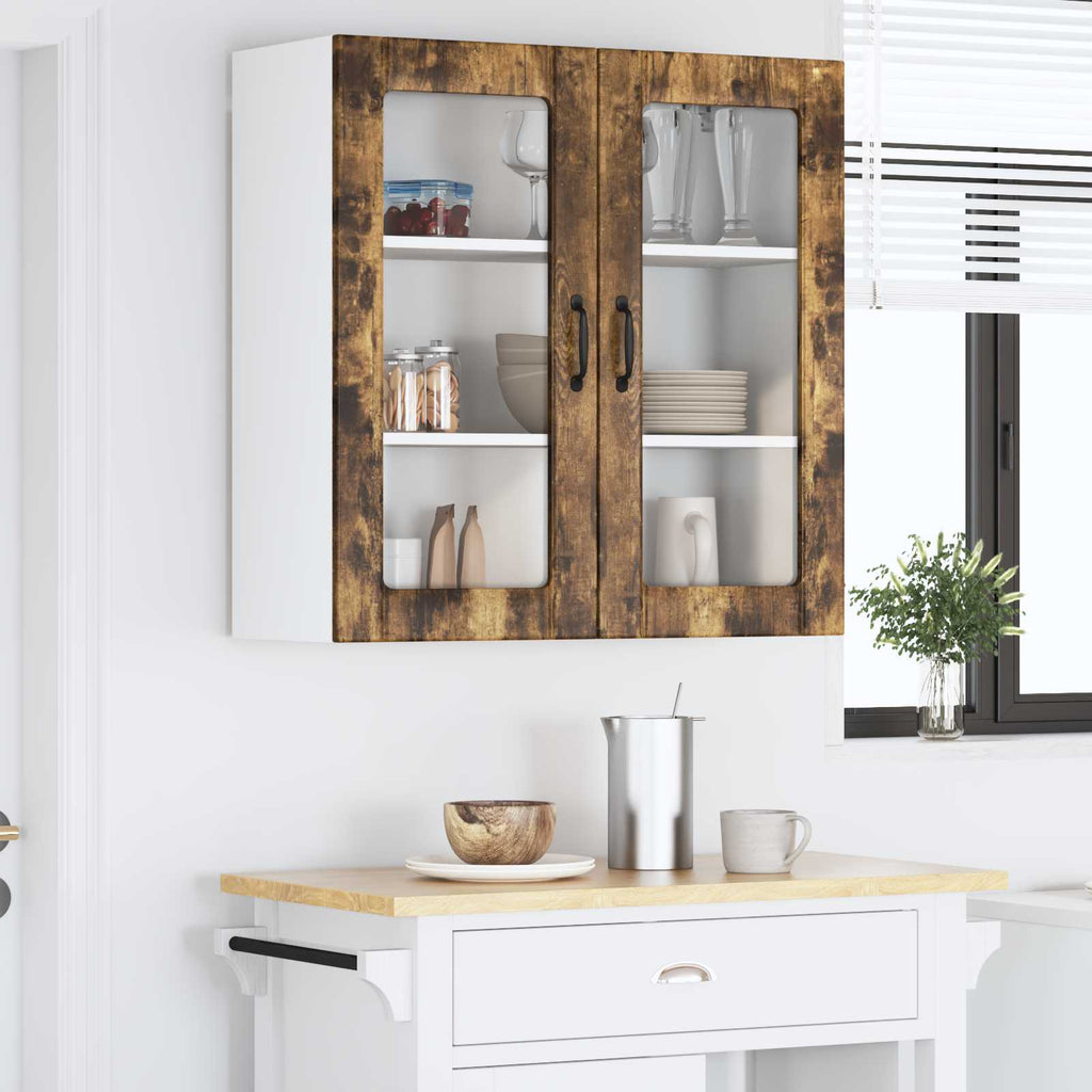 vidaXL Szafka szklana na ścianę LUCCA Dąb wędzony 80 x 31 x 80 cm