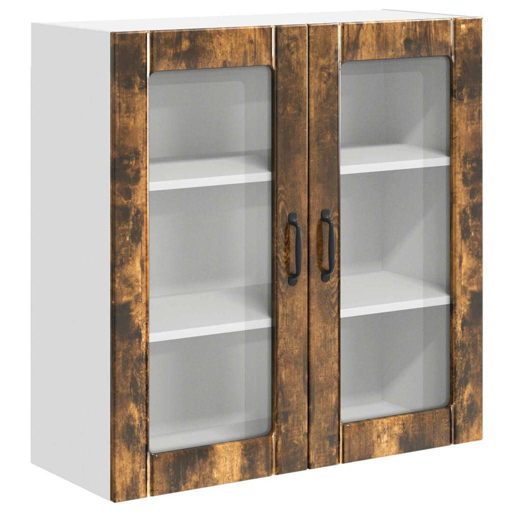 vidaXL Szafka szklana na ścianę LUCCA Dąb wędzony 80 x 31 x 80 cm