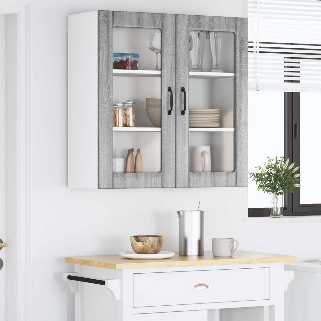 vidaXL Szafka szklana na ścianę LUCCA Szary Sonoma 80 x 31 x 80 cm