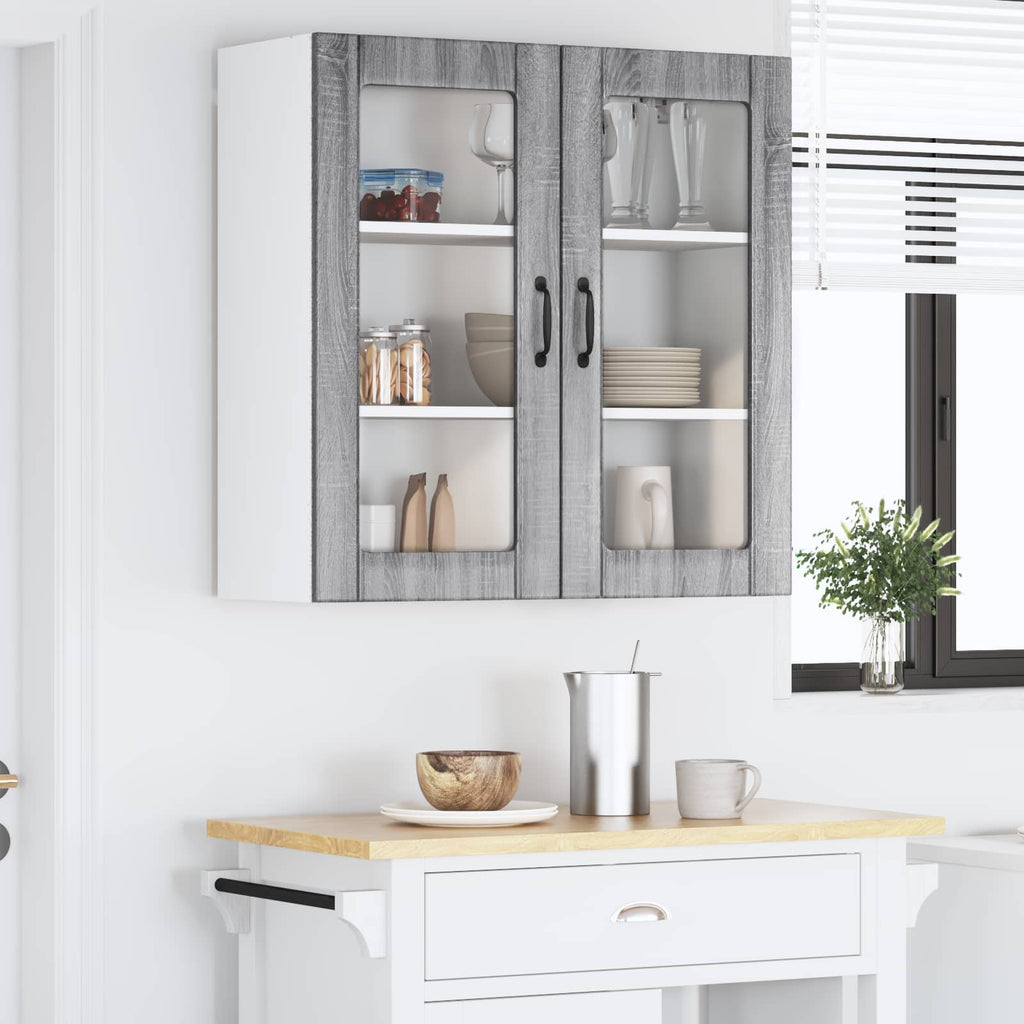 vidaXL Szafka szklana na ścianę LUCCA Szary Sonoma 80 x 31 x 80 cm