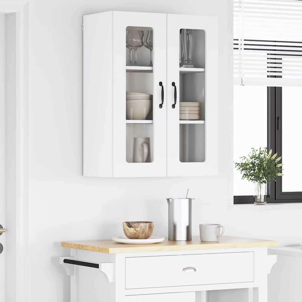 vidaXL Szafka szklana na ścianę LUCCA Biały 60 x 31 x 80 cm