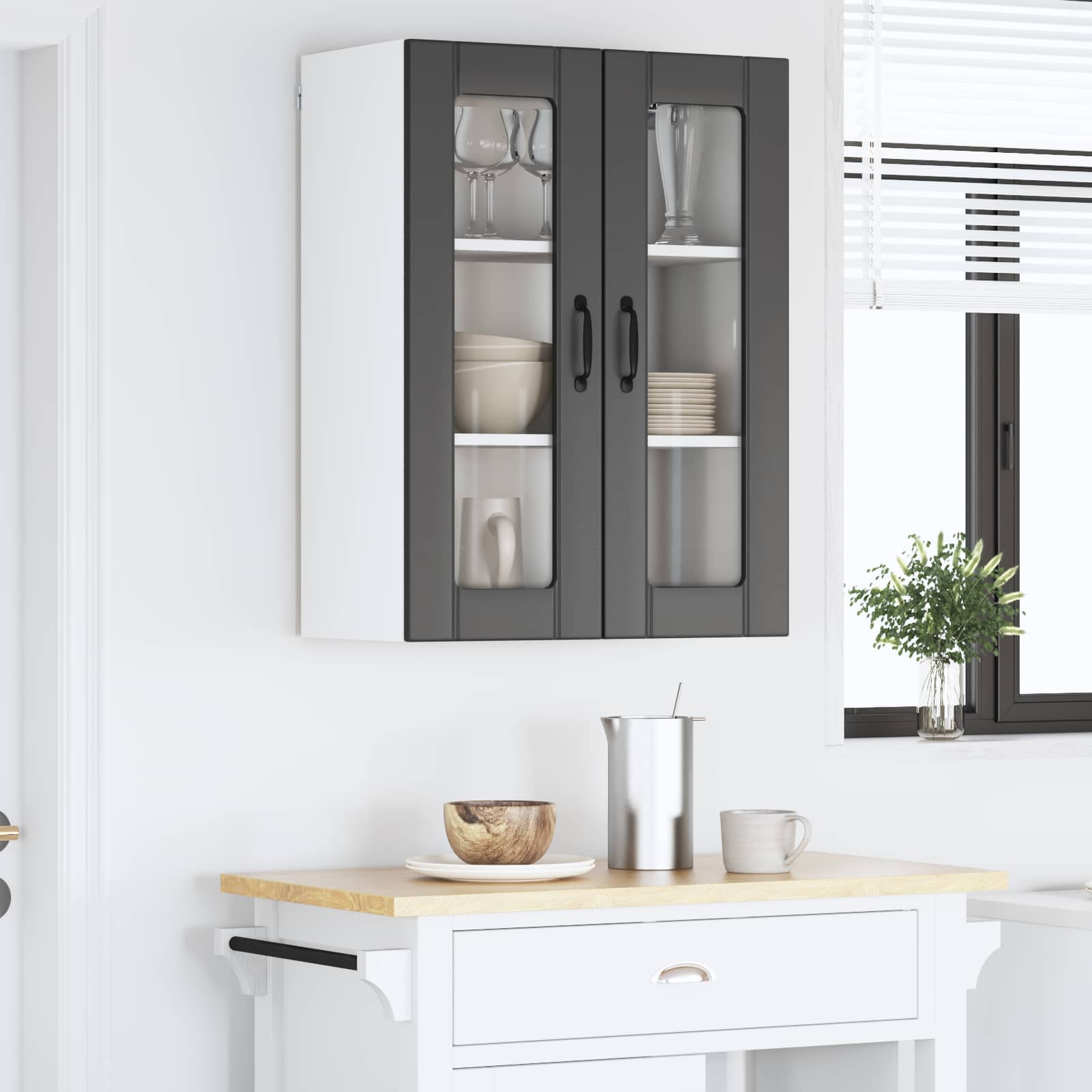 vidaXL Szafka szklana na ścianę LUCCA Czarny 60 x 31 x 80 cm