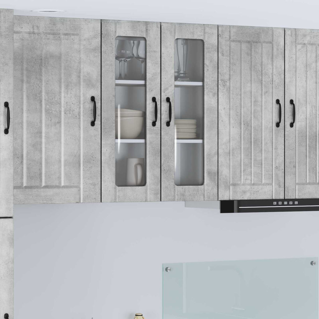vidaXL Szafka szklana na ścianę LUCCA Betonowy szary 60 x 31 x 80 cm
