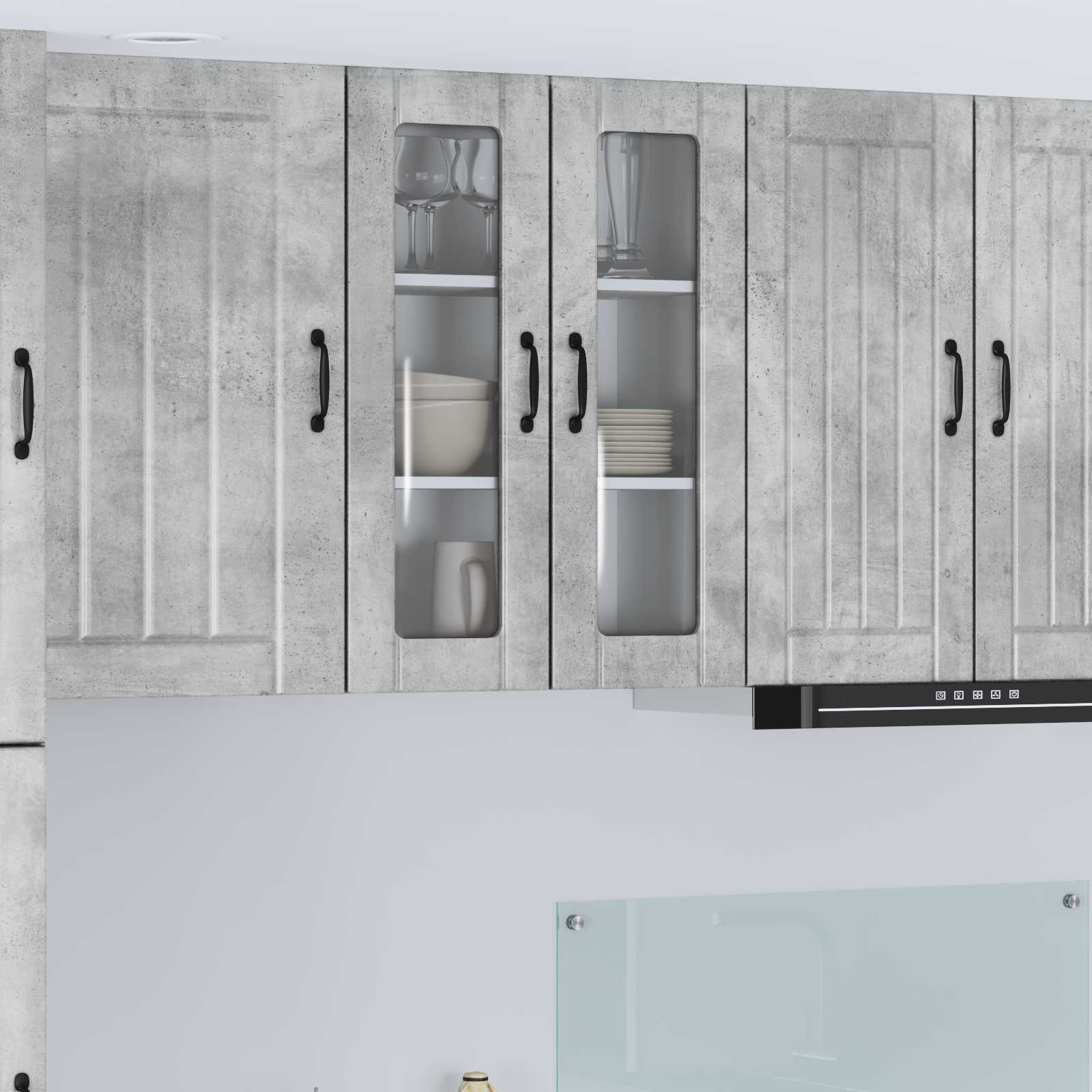 vidaXL Szafka szklana na ścianę LUCCA Betonowy szary 60 x 31 x 80 cm