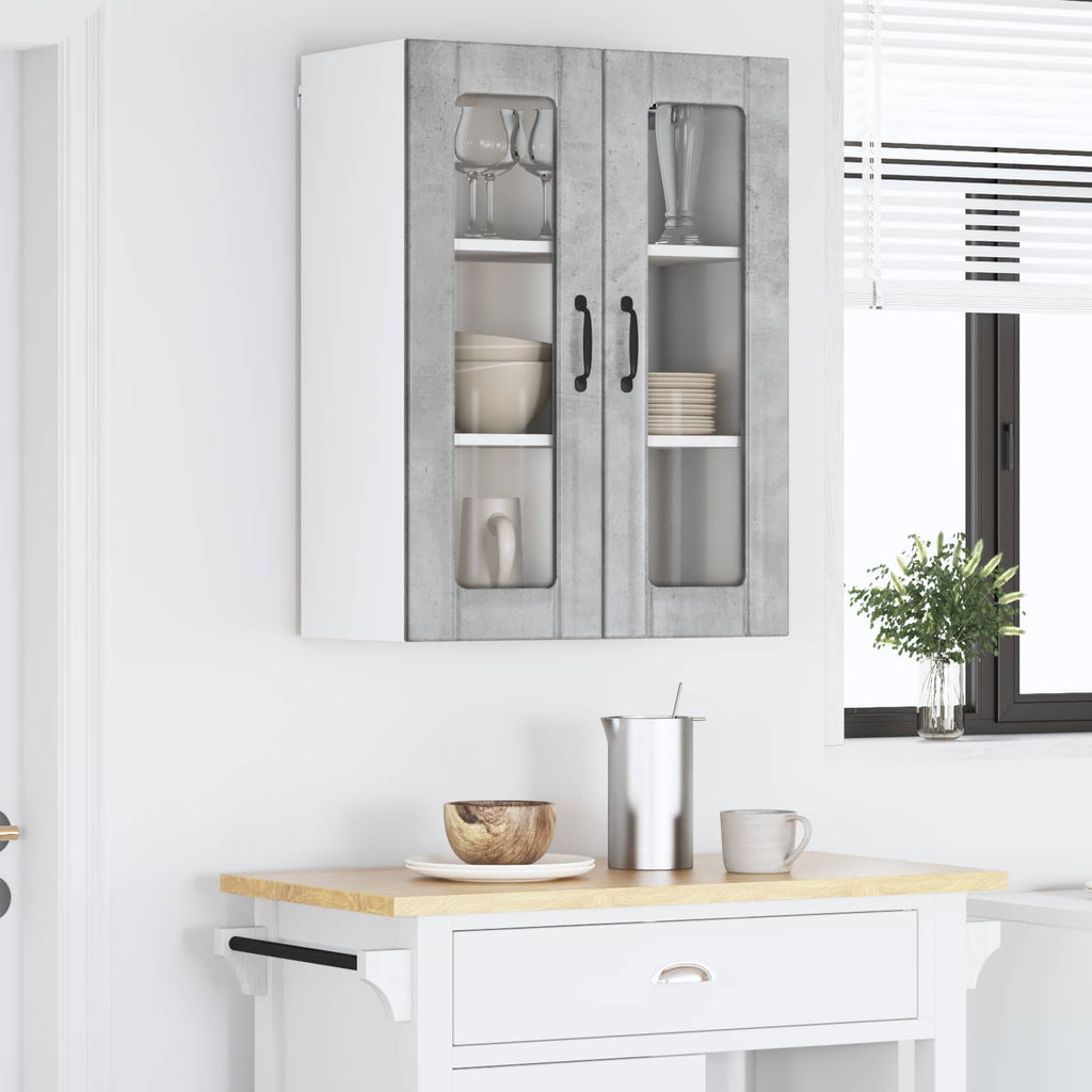 vidaXL Szafka szklana na ścianę LUCCA Betonowy szary 60 x 31 x 80 cm