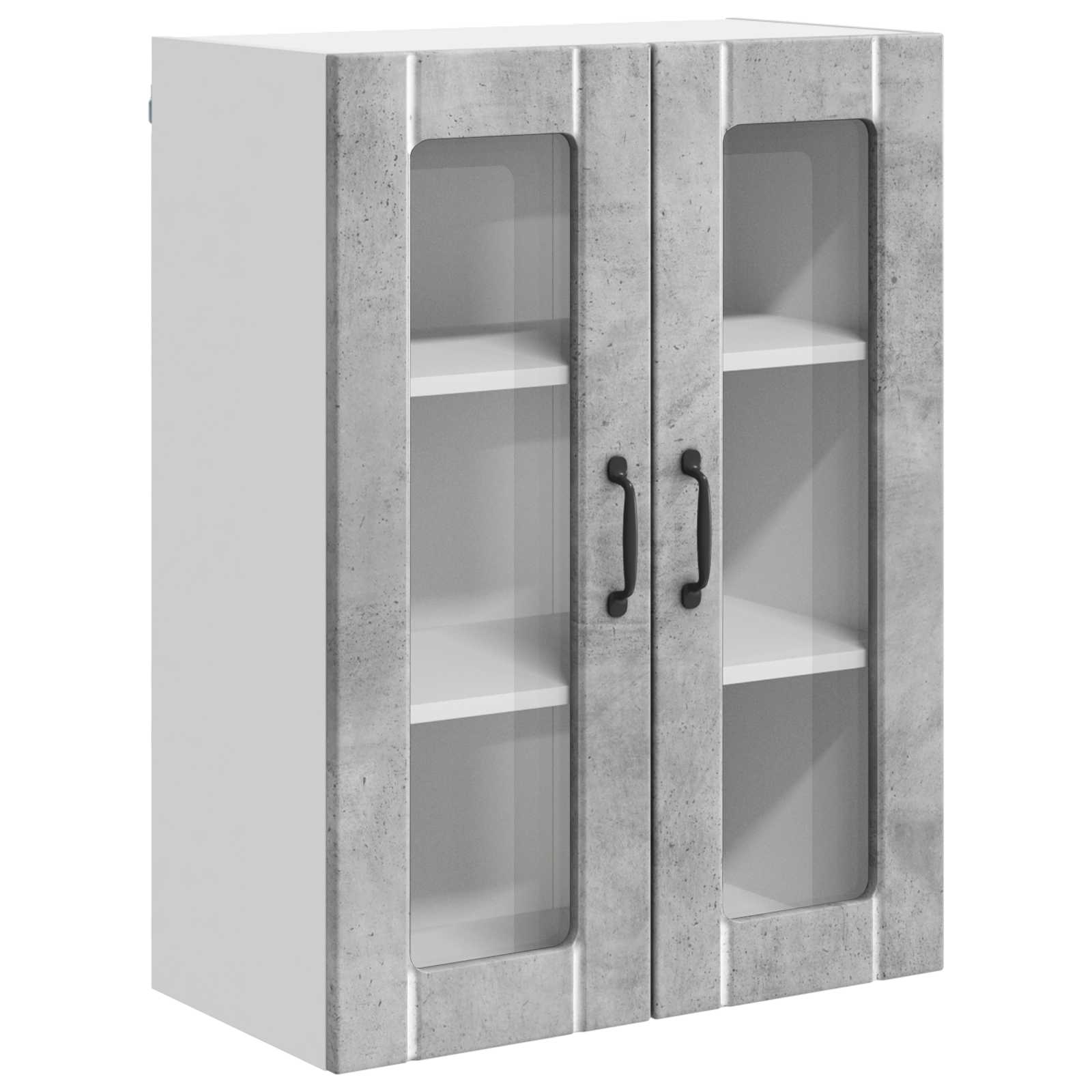 vidaXL Szafka szklana na ścianę LUCCA Betonowy szary 60 x 31 x 80 cm