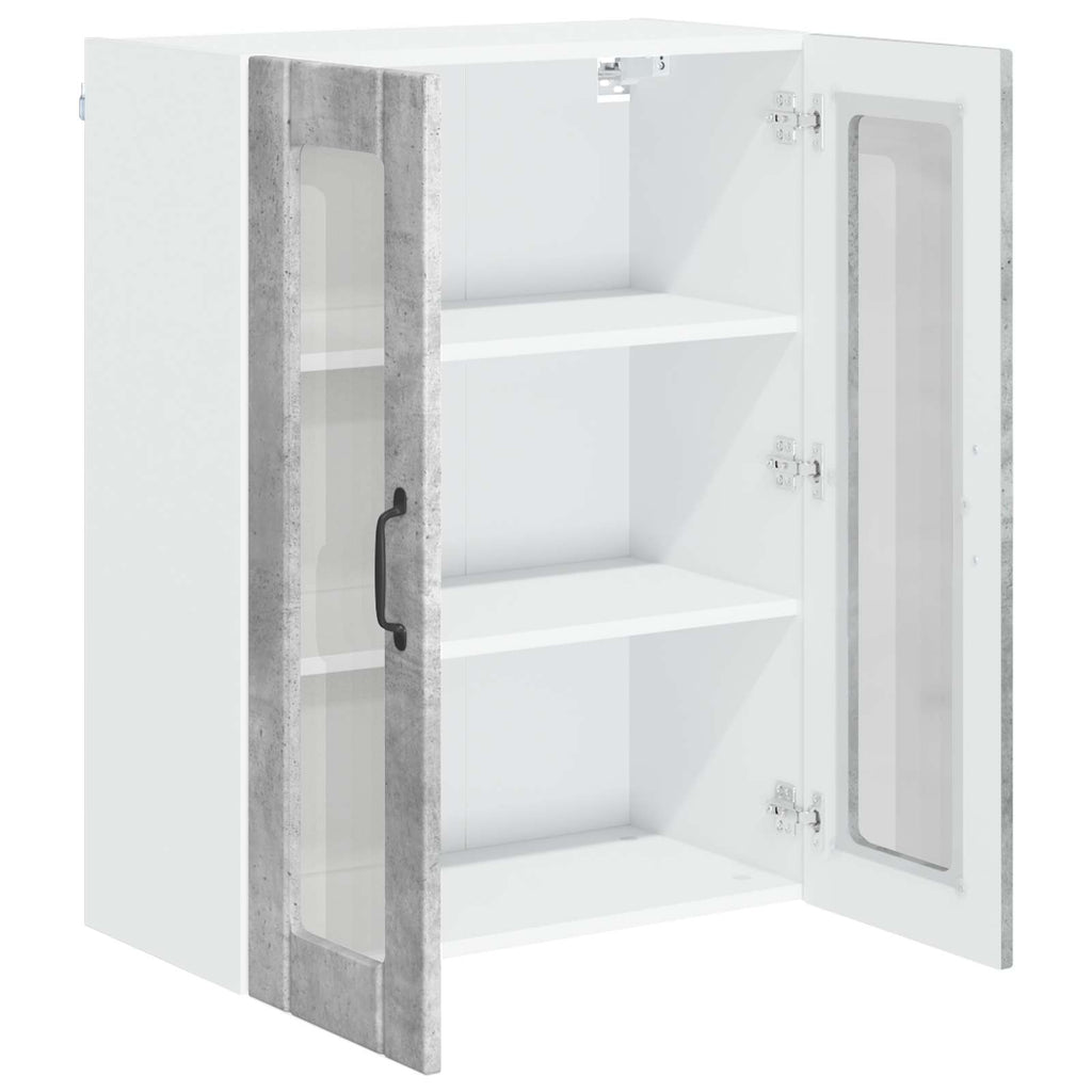 vidaXL Szafka szklana na ścianę LUCCA Betonowy szary 60 x 31 x 80 cm