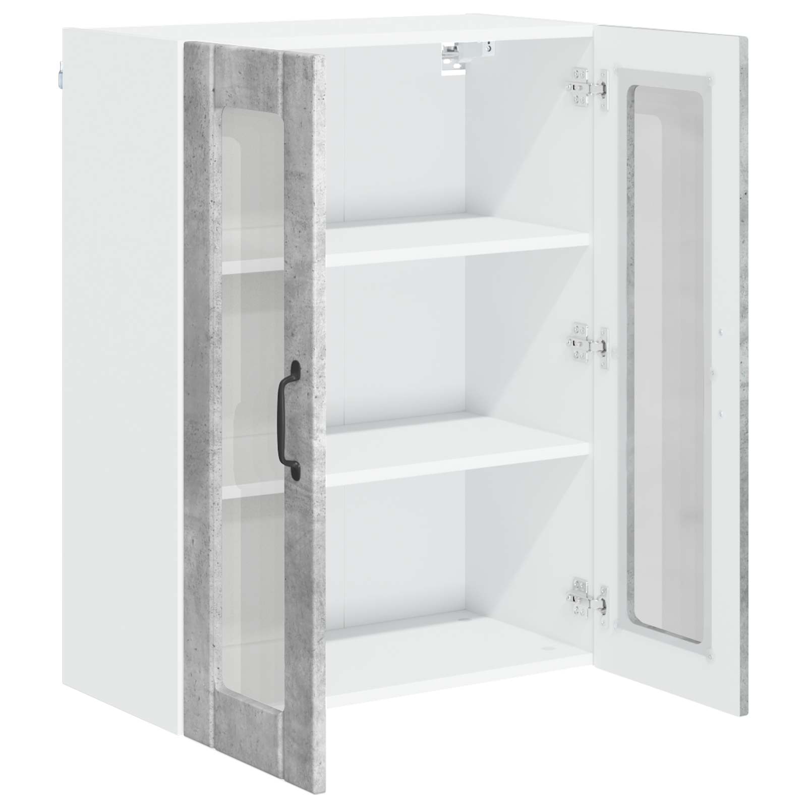 vidaXL Szafka szklana na ścianę LUCCA Betonowy szary 60 x 31 x 80 cm