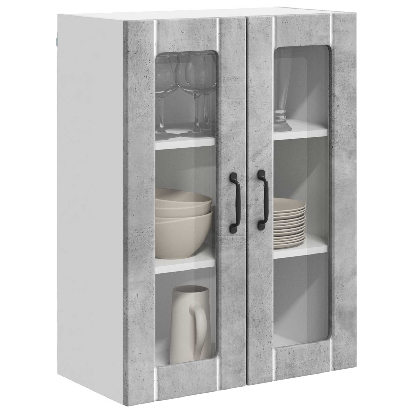 vidaXL Szafka szklana na ścianę LUCCA Betonowy szary 60 x 31 x 80 cm