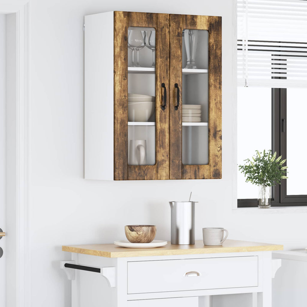 vidaXL Szafka szklana na ścianę LUCCA Dąb wędzony 60 x 31 x 80 cm