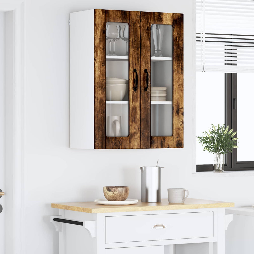 vidaXL Szafka szklana na ścianę LUCCA Dąb wędzony 60 x 31 x 80 cm