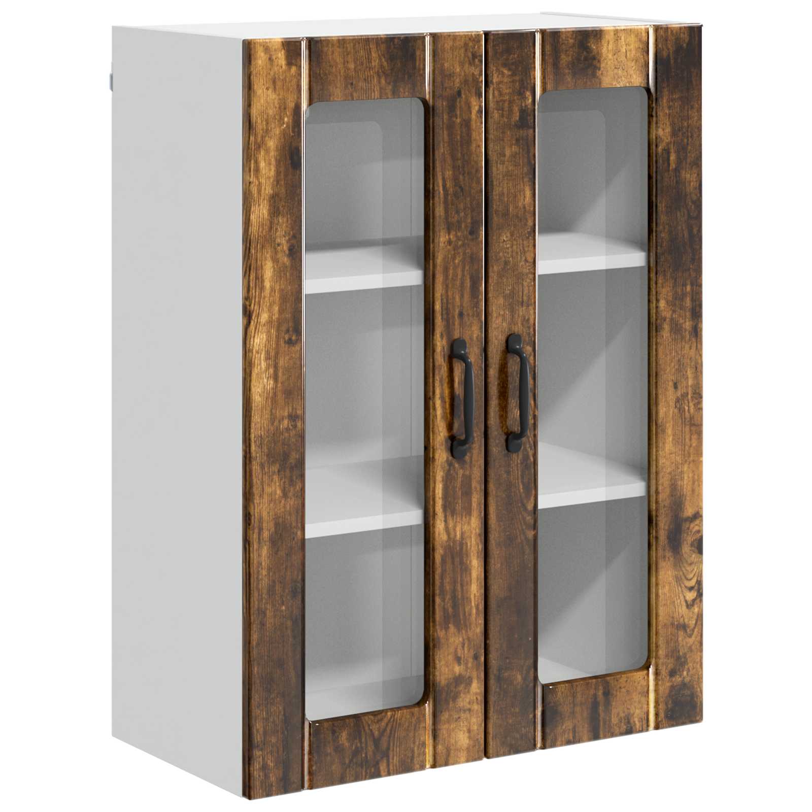 vidaXL Szafka szklana na ścianę LUCCA Dąb wędzony 60 x 31 x 80 cm