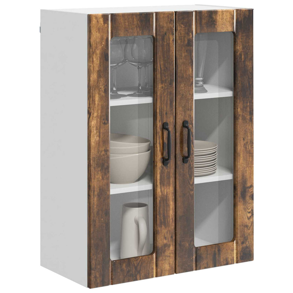 vidaXL Szafka szklana na ścianę LUCCA Dąb wędzony 60 x 31 x 80 cm