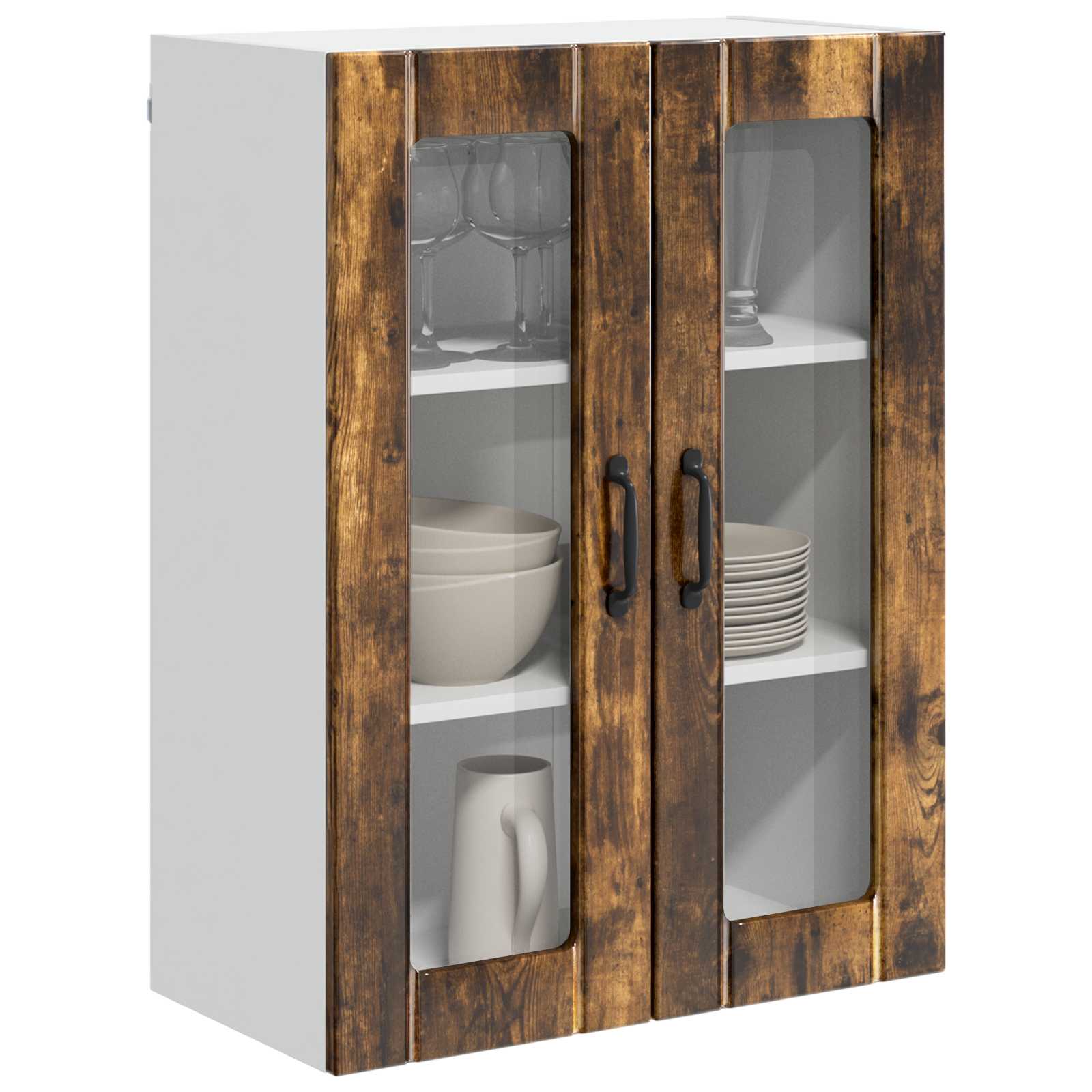 vidaXL Szafka szklana na ścianę LUCCA Dąb wędzony 60 x 31 x 80 cm