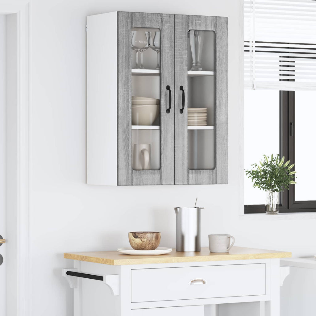 vidaXL Szafka szklana na ścianę LUCCA Szary Sonoma 60 x 31 x 80 cm