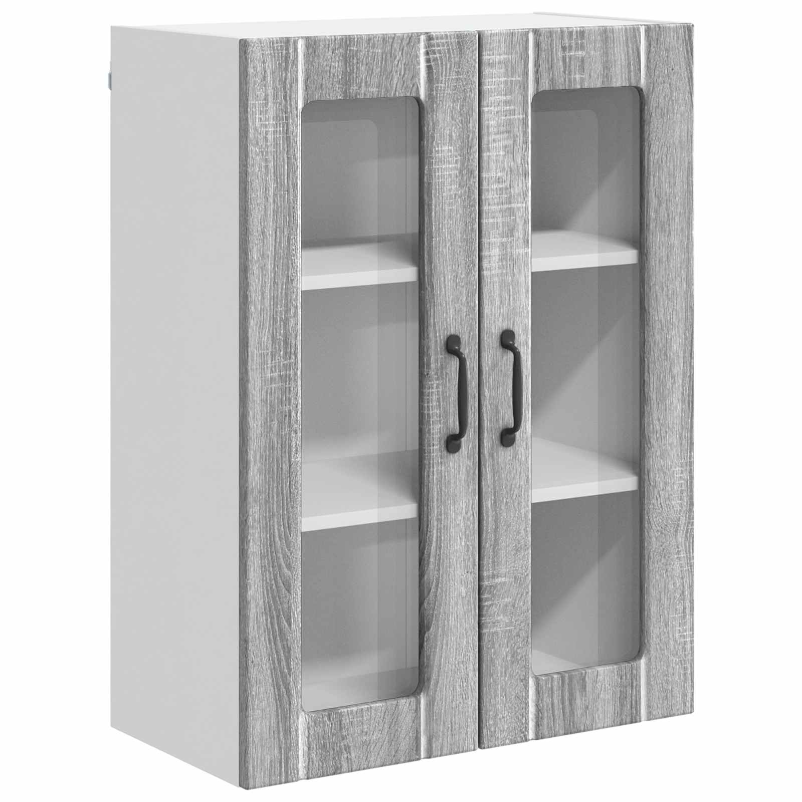vidaXL Szafka szklana na ścianę LUCCA Szary Sonoma 60 x 31 x 80 cm