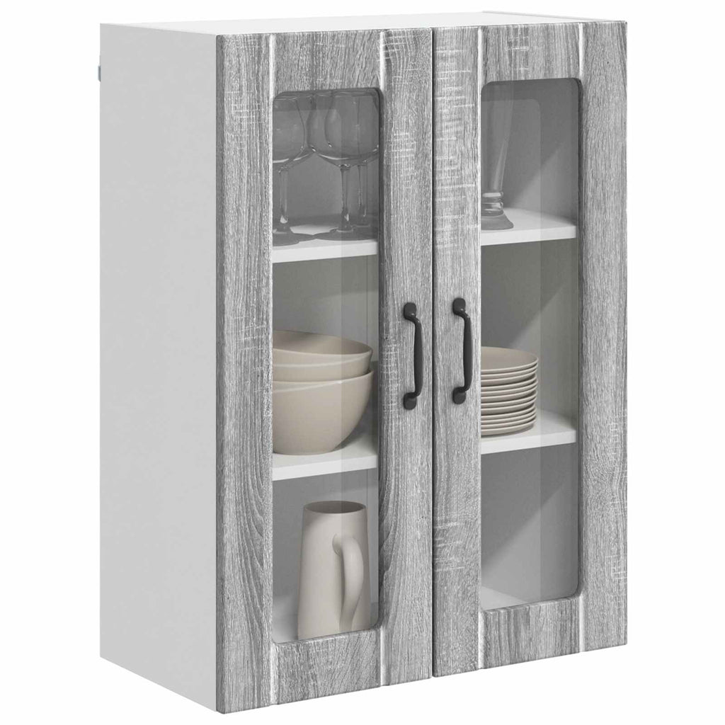 vidaXL Szafka szklana na ścianę LUCCA Szary Sonoma 60 x 31 x 80 cm