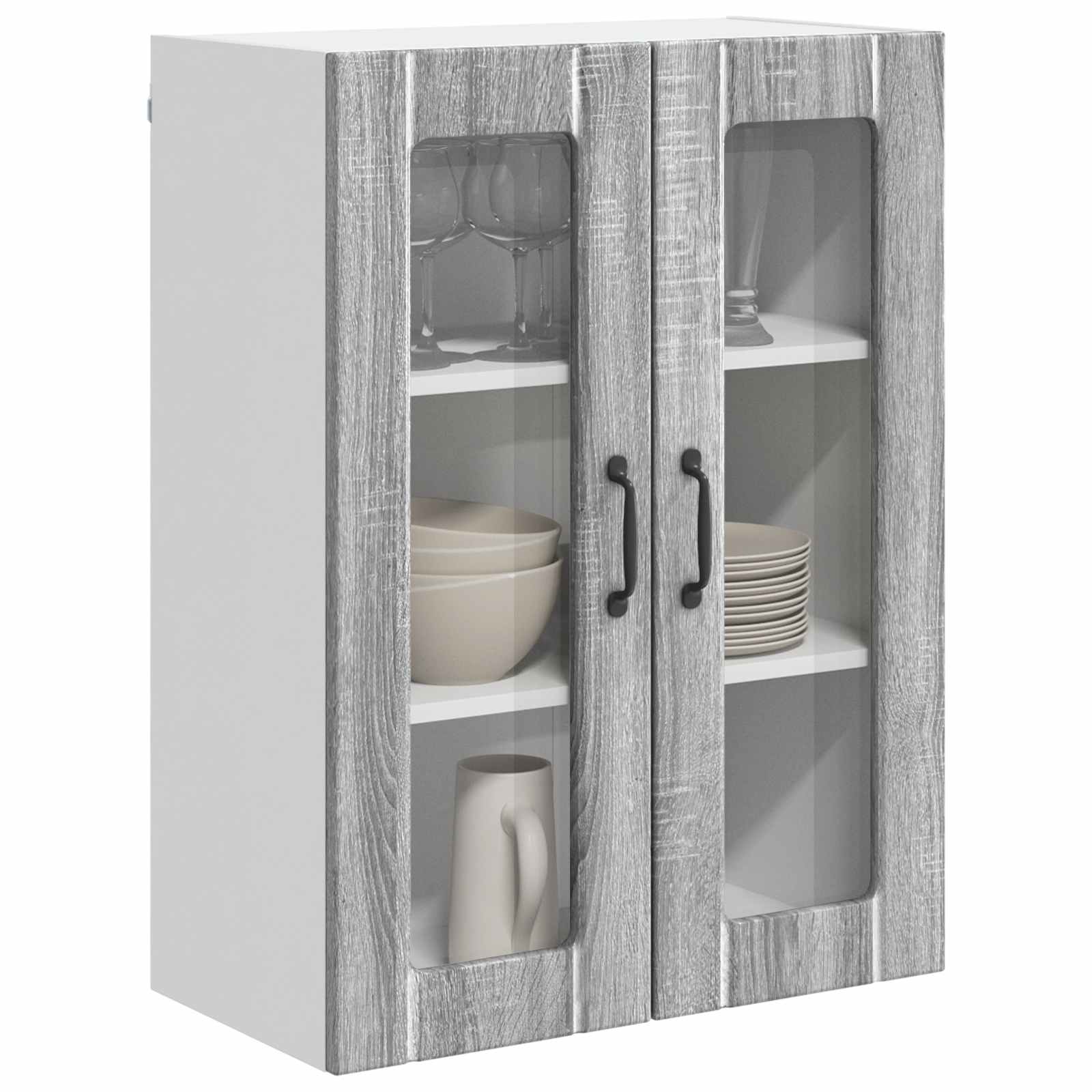 vidaXL Szafka szklana na ścianę LUCCA Szary Sonoma 60 x 31 x 80 cm