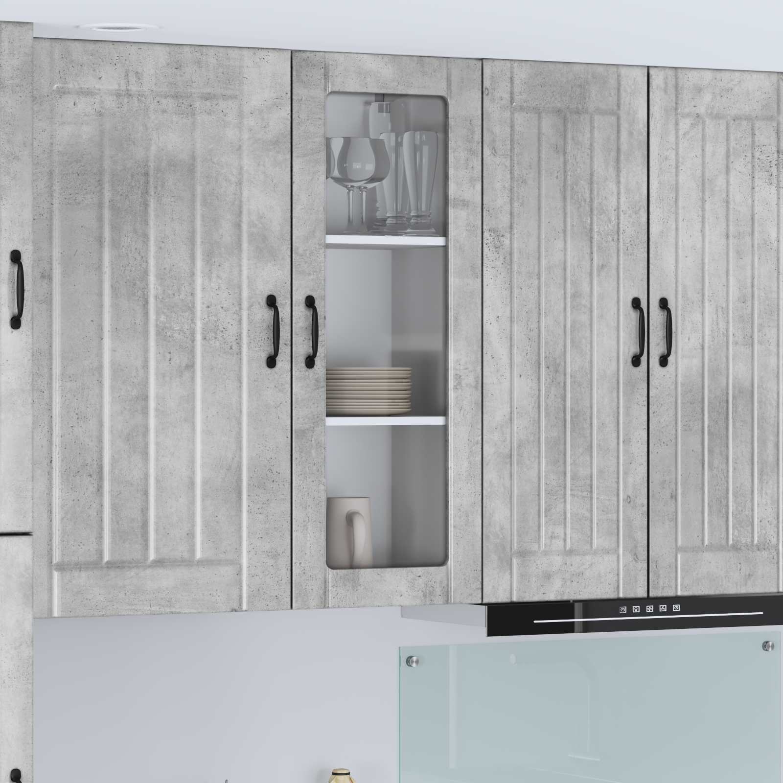 vidaXL Szafka szklana na ścianę LUCCA Betonowy szary 40 x 31 x 100 cm