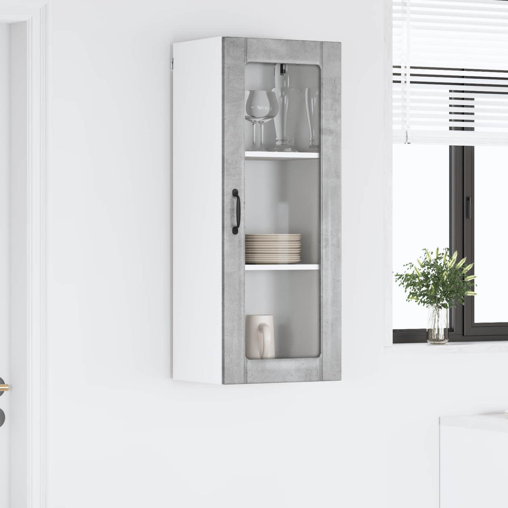 vidaXL Szafka szklana na ścianę LUCCA Betonowy szary 40 x 31 x 100 cm