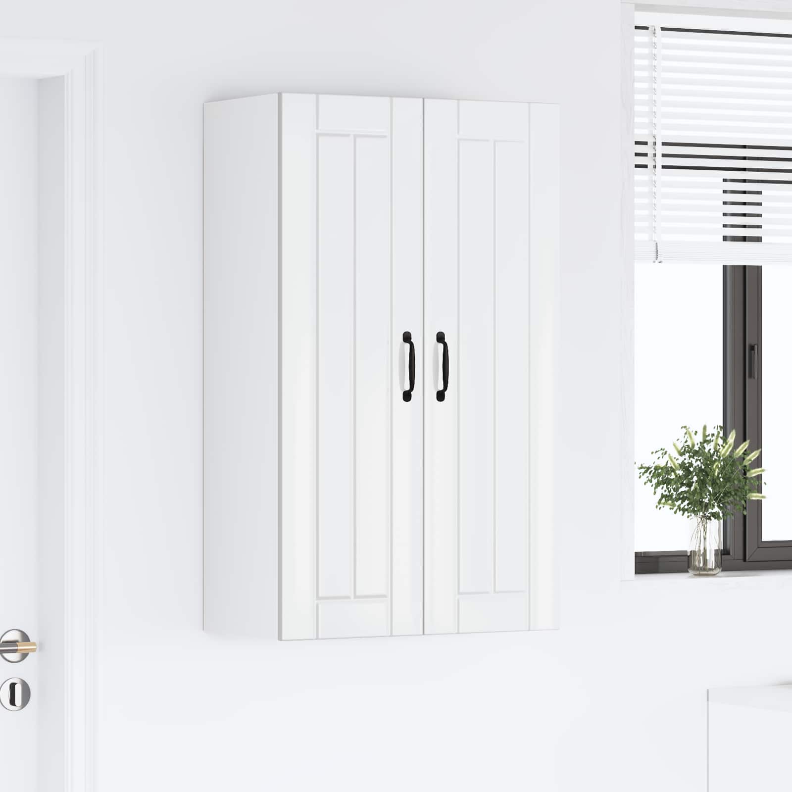 vidaXL Szafka ścienna LUCCA Biały wysoki połysk 60 x 31 x 100 cm