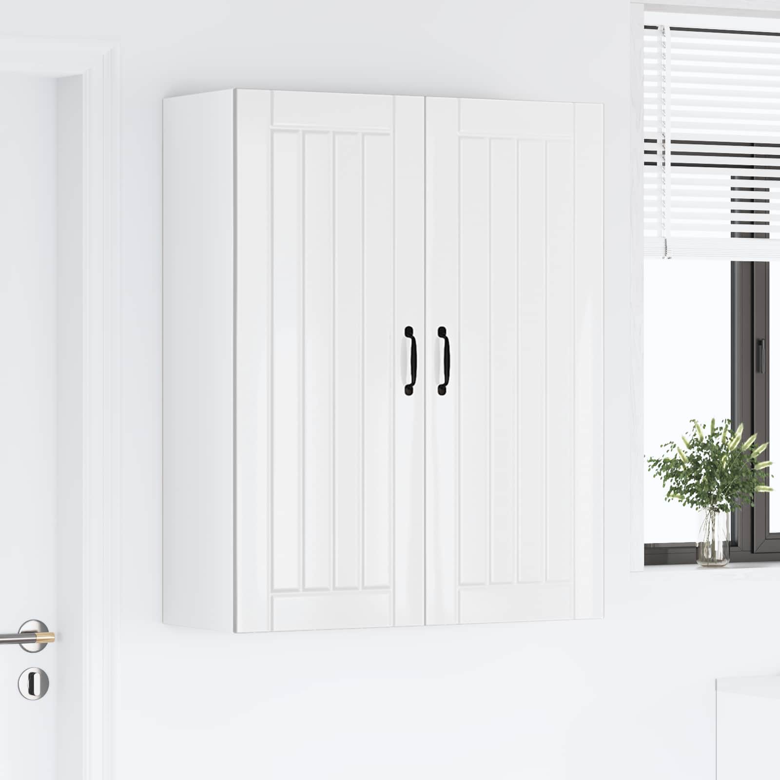 vidaXL Szafka ścienna LUCCA Biały wysoki połysk 80 x 31 x 100 cm