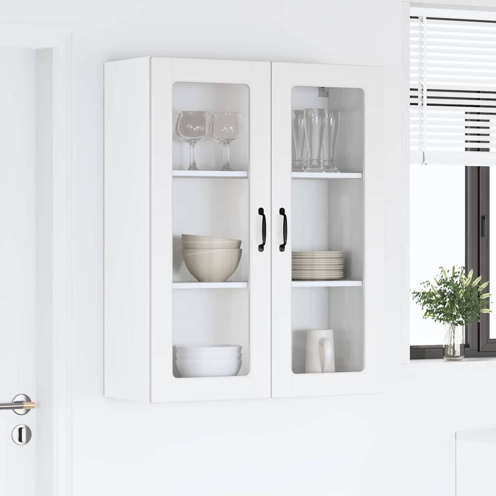 vidaXL Szafka szklana na ścianę LUCCA Biały 80 x 31 x 100 cm