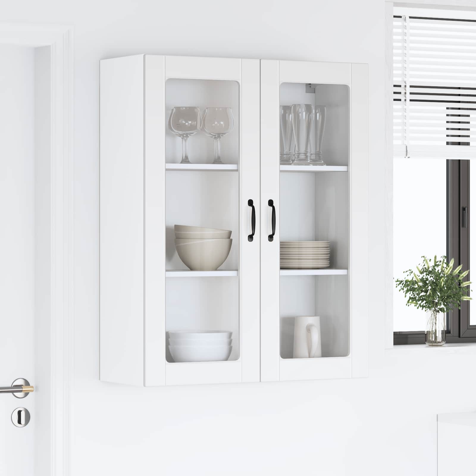 vidaXL Szafka szklana na ścianę LUCCA Biały 80 x 31 x 100 cm