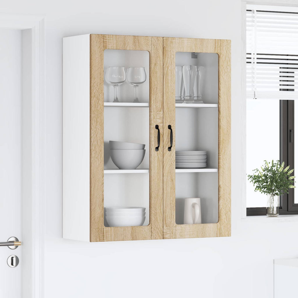 vidaXL Szafka szklana na ścianę LUCCA dąb Sonoma 80 x 31 x 100 cm