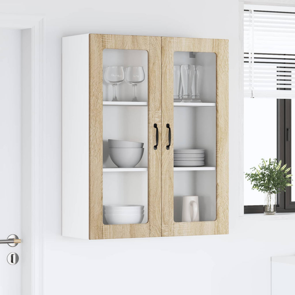 vidaXL Szafka szklana na ścianę LUCCA dąb Sonoma 80 x 31 x 100 cm