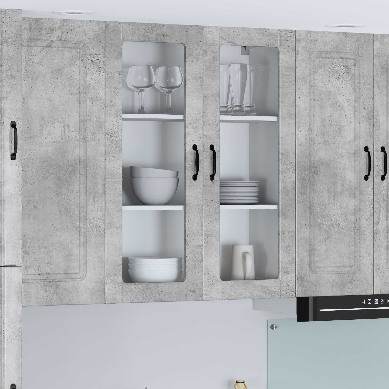 vidaXL Szafka szklana na ścianę LUCCA Betonowy szary 80 x 31 x 100 cm