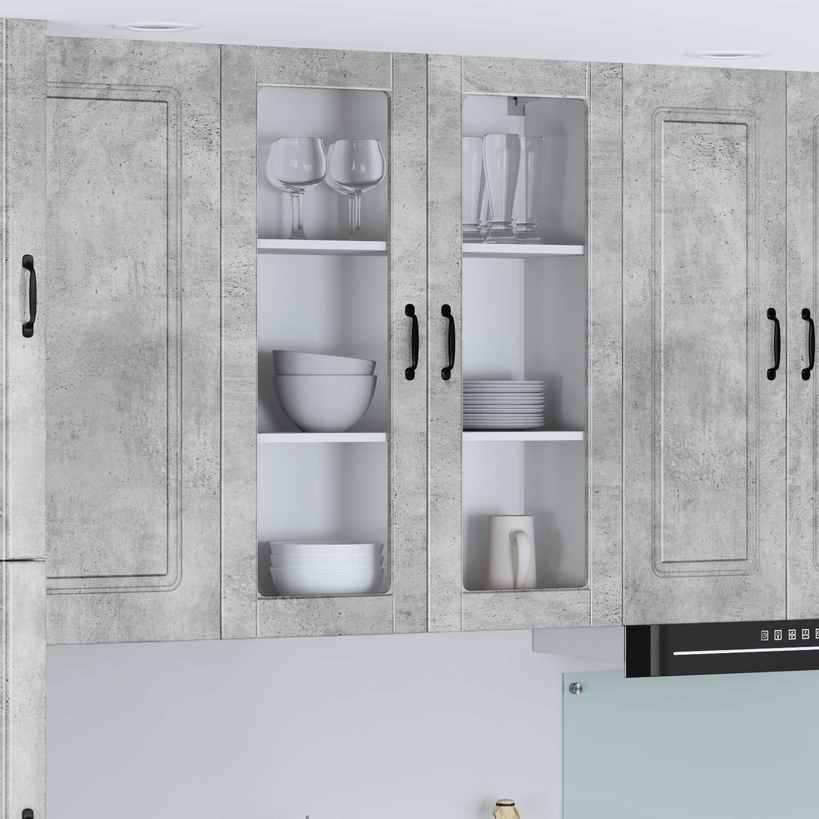 vidaXL Szafka szklana na ścianę LUCCA Betonowy szary 80 x 31 x 100 cm
