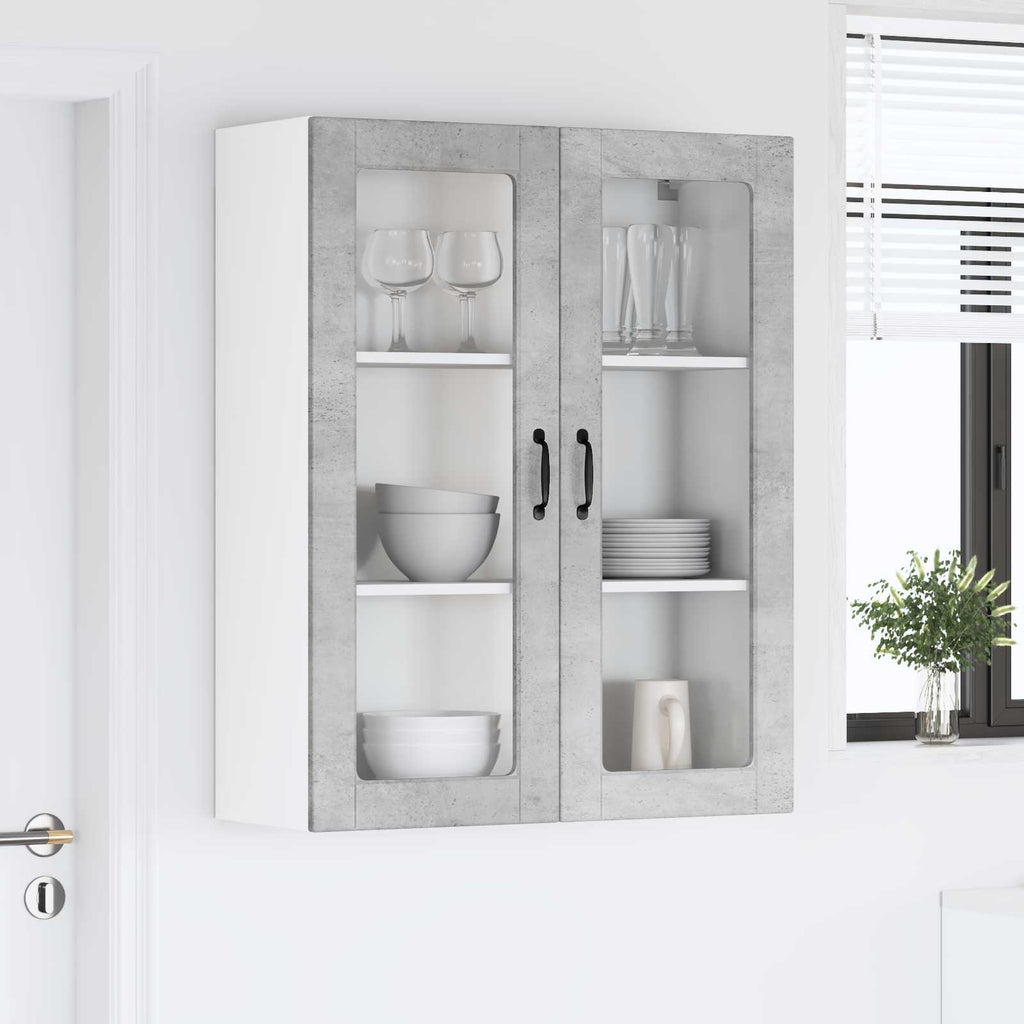 vidaXL Szafka szklana na ścianę LUCCA Betonowy szary 80 x 31 x 100 cm