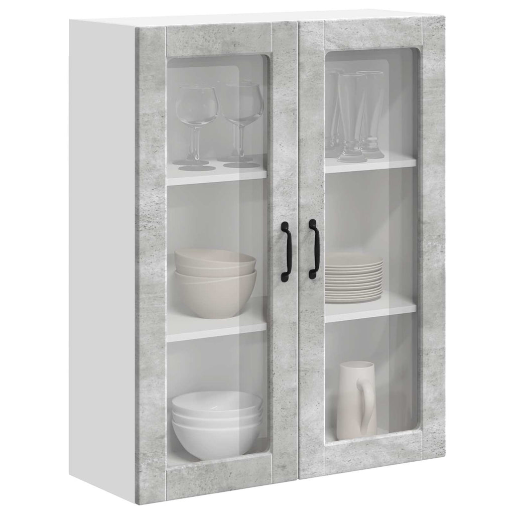 vidaXL Szafka szklana na ścianę LUCCA Betonowy szary 80 x 31 x 100 cm