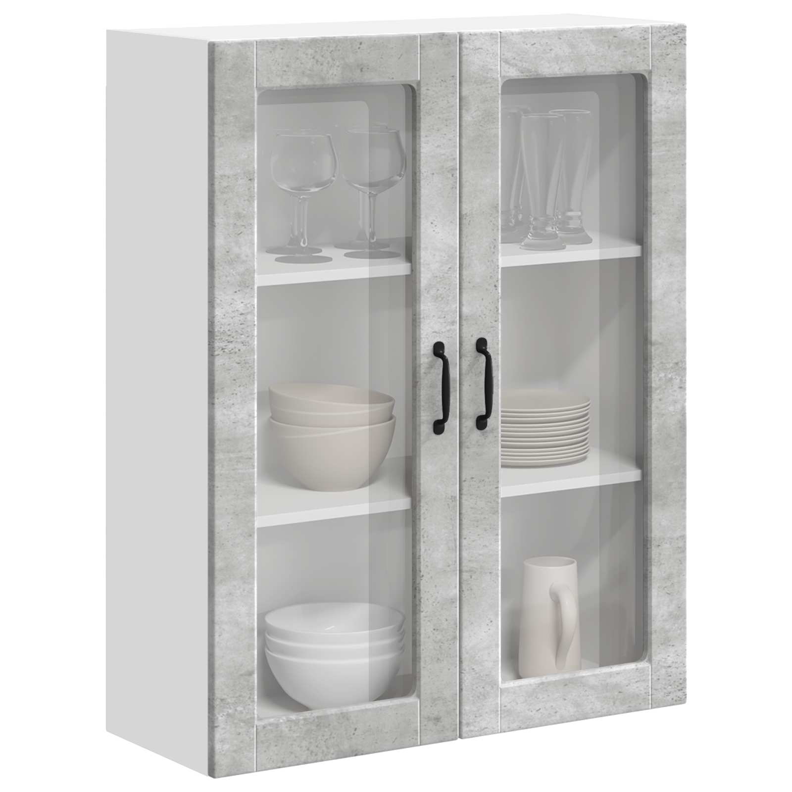 vidaXL Szafka szklana na ścianę LUCCA Betonowy szary 80 x 31 x 100 cm