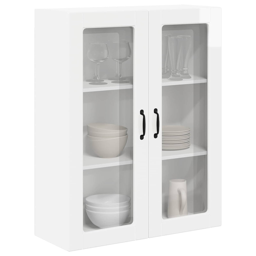vidaXL Szafka szklana na ścianę LUCCA Biały wysoki połysk