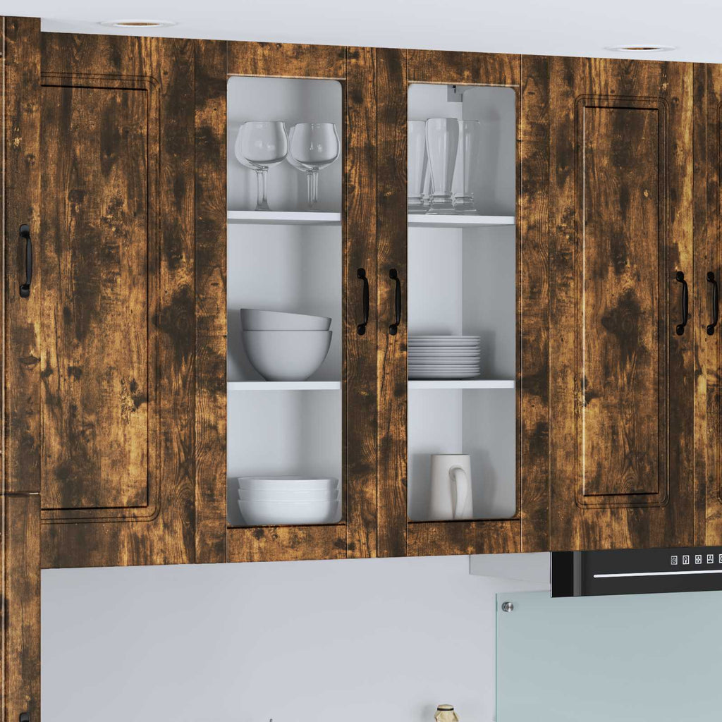 vidaXL Szafka szklana na ścianę LUCCA Dąb wędzony 80 x 31 x 100 cm