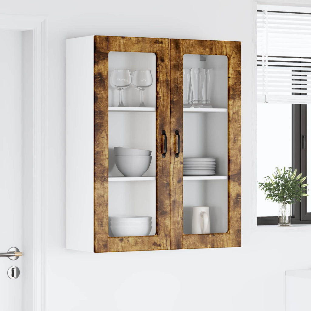 vidaXL Szafka szklana na ścianę LUCCA Dąb wędzony 80 x 31 x 100 cm