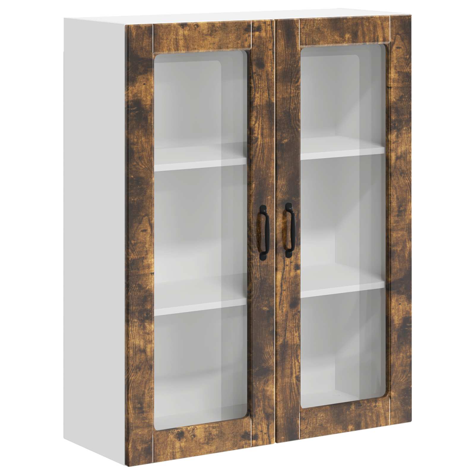 vidaXL Szafka szklana na ścianę LUCCA Dąb wędzony 80 x 31 x 100 cm