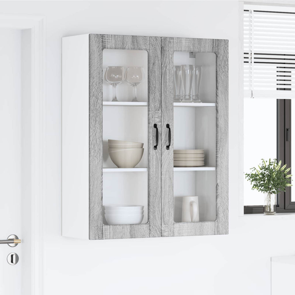 vidaXL Szafka szklana na ścianę LUCCA Szary Sonoma 80 x 31 x 100 cm