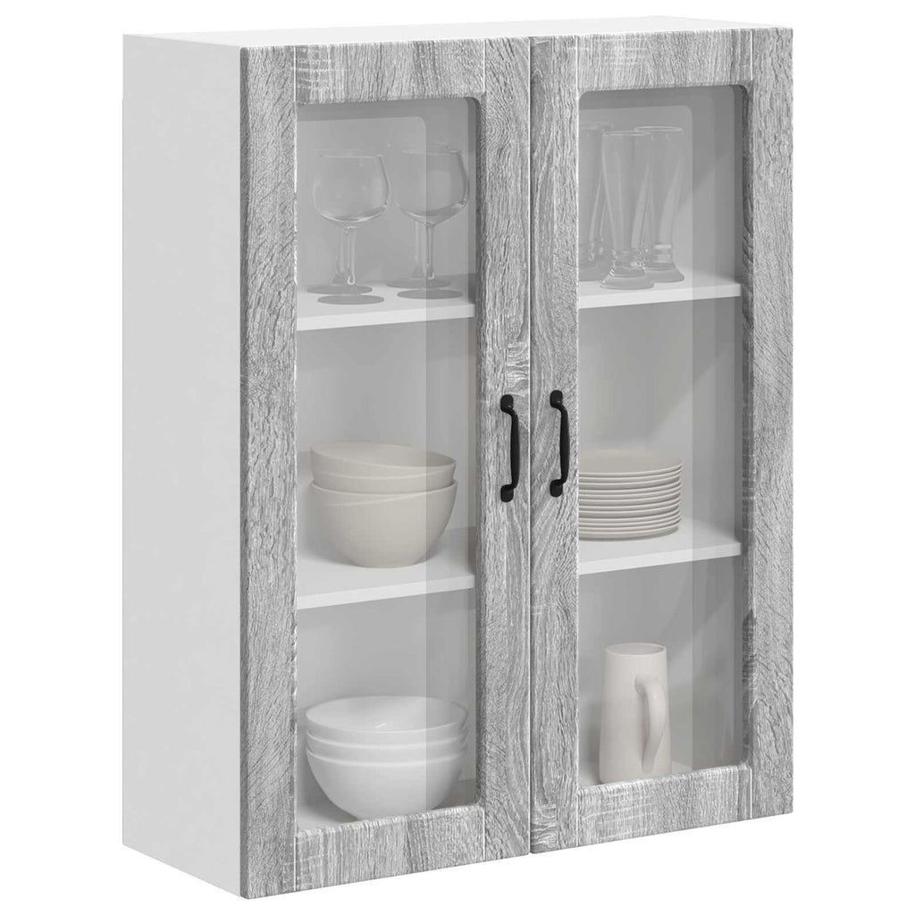 vidaXL Szafka szklana na ścianę LUCCA Szary Sonoma 80 x 31 x 100 cm