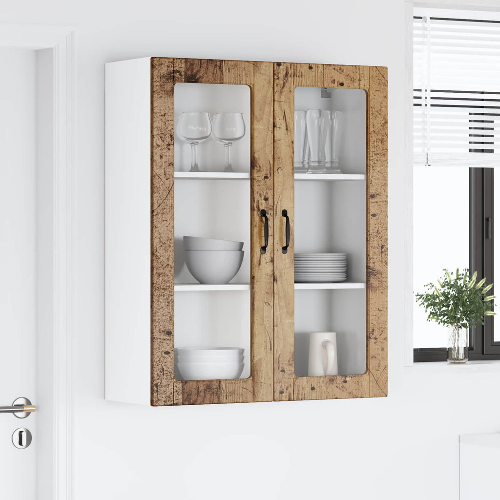 vidaXL Szafka szklana na ścianę LUCCA Stare drewno 80 x 31 x 100 cm