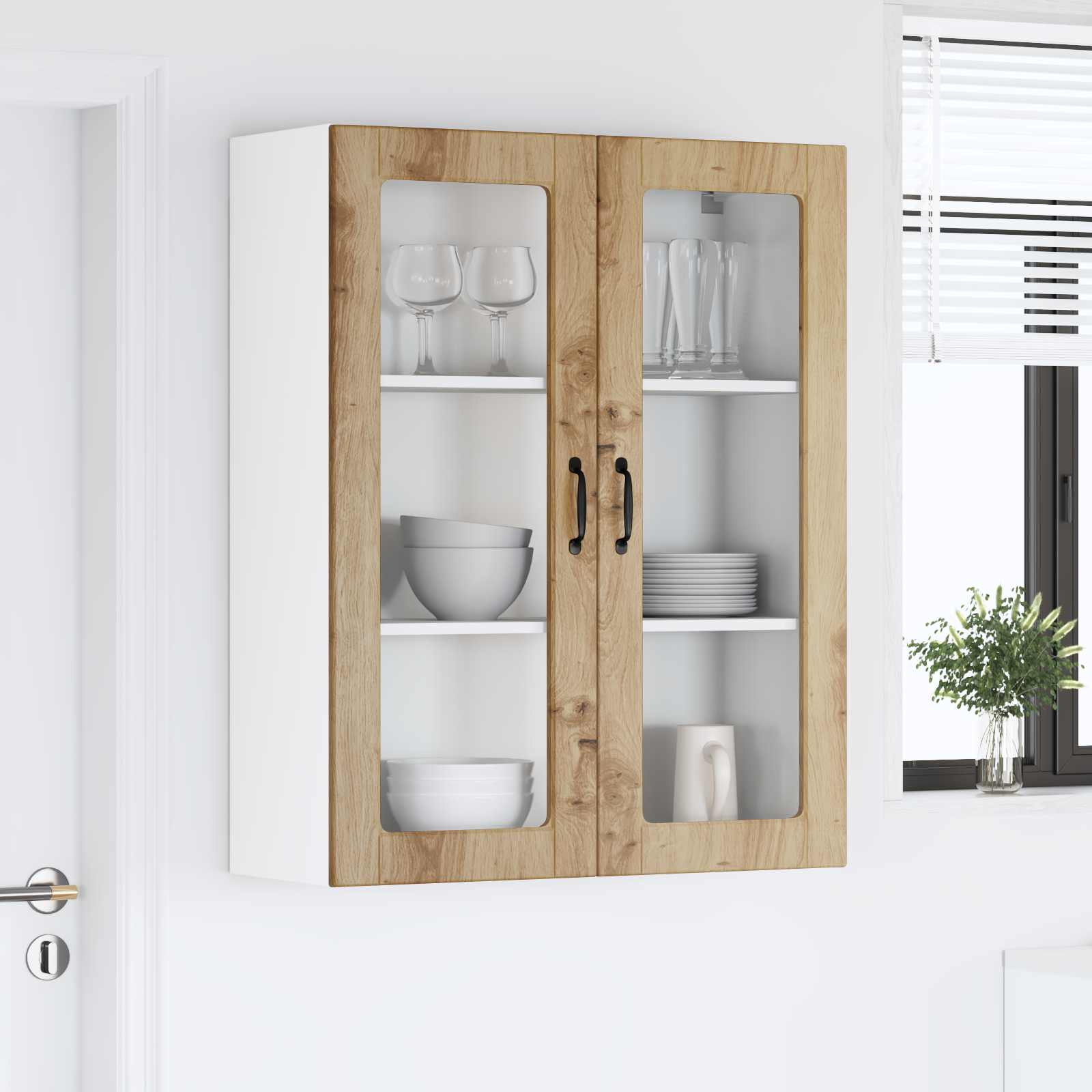 vidaXL Szafka szklana na ścianę LUCCA Dąb artisan 80 x 31 x 100 cm