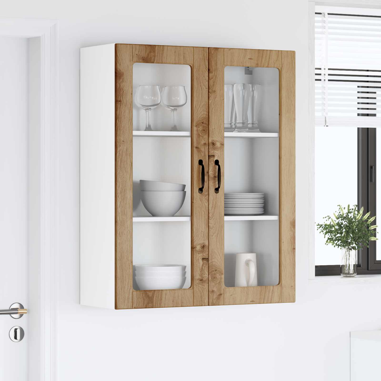 vidaXL Szafka szklana na ścianę LUCCA Dąb artisan 80 x 31 x 100 cm