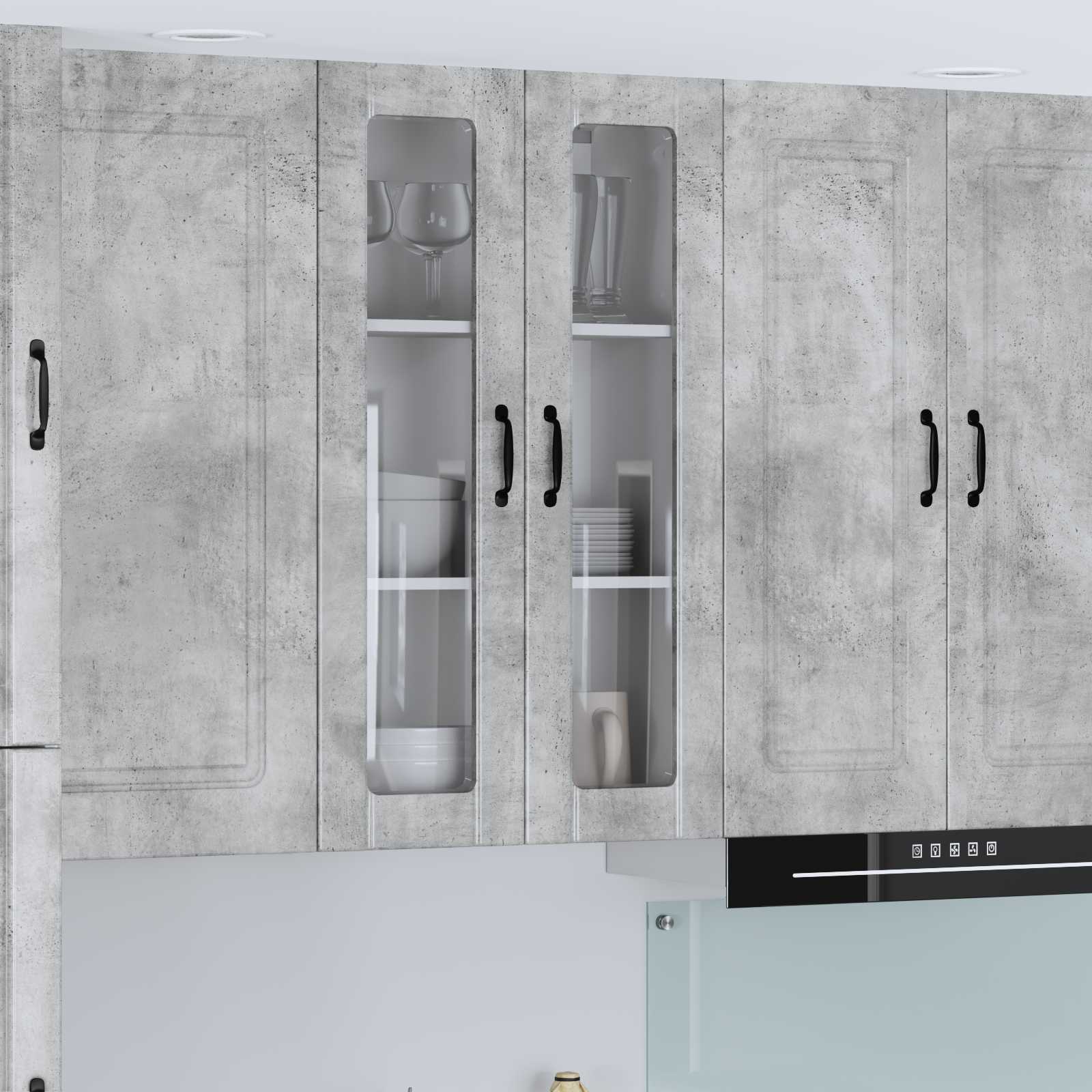 vidaXL Szafka szklana na ścianę LUCCA Betonowy szary 60 x 31 x 100 cm