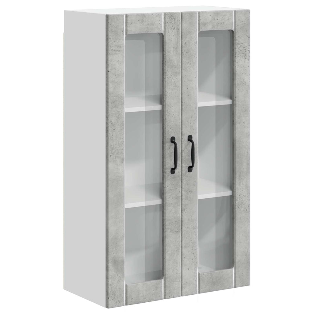 vidaXL Szafka szklana na ścianę LUCCA Betonowy szary 60 x 31 x 100 cm