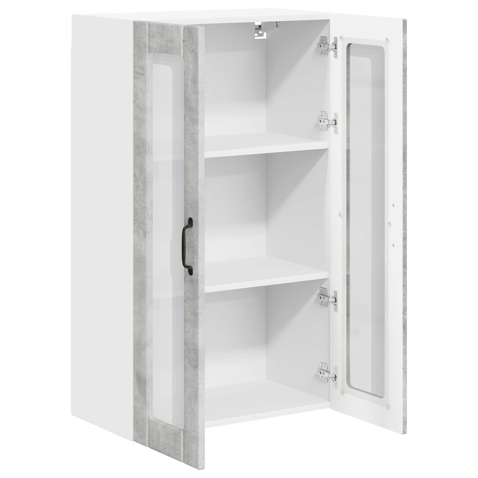 vidaXL Szafka szklana na ścianę LUCCA Betonowy szary 60 x 31 x 100 cm