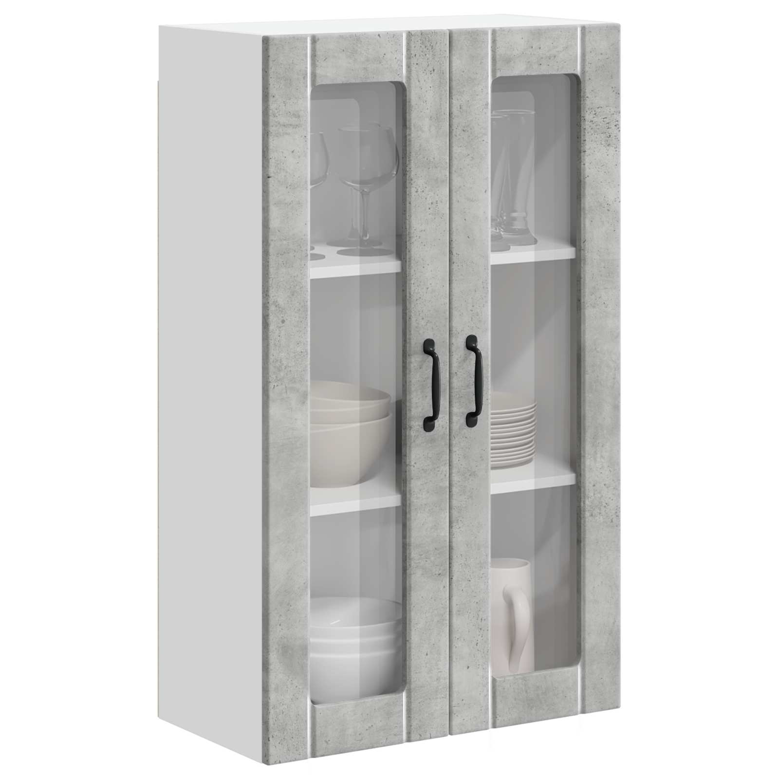 vidaXL Szafka szklana na ścianę LUCCA Betonowy szary 60 x 31 x 100 cm